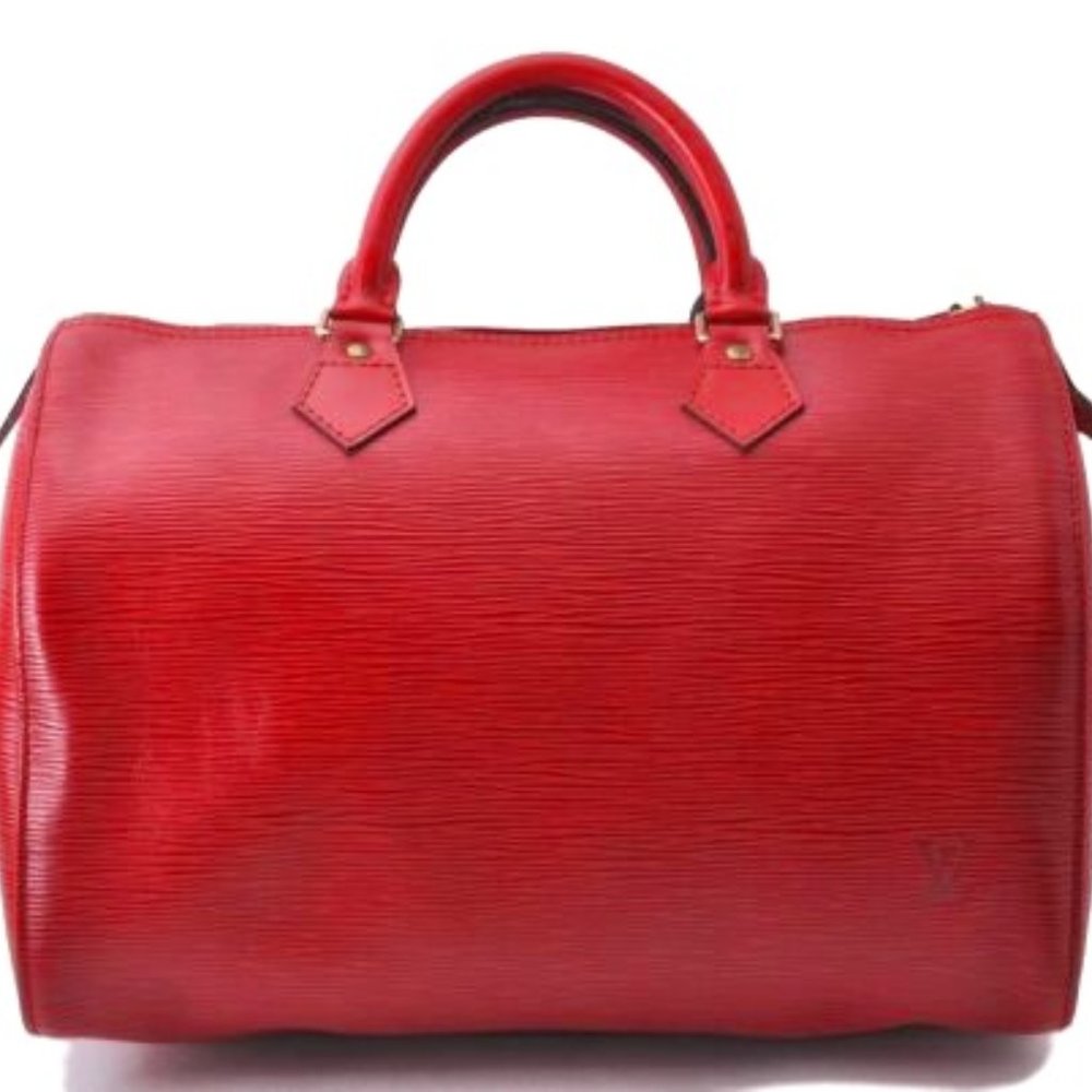 Vintage Louis Vuitton Speedy 30 Red Epi Leather Handbag Purse Satchel Boston Bag